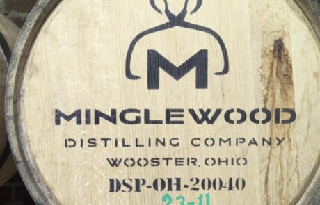 - St. Paul Hotel | Boutique Hotel Wooster Ohio Wooden whiskey barrel with the MingLeWood Distilling Company logo and location (Wooster, Ohio) marked on the stave, plus DSP-OH-20040 and green 23-11 numbering.